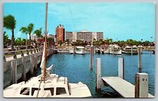 Florida Sarasota Marina City Pier Dock Sailboats Shore Coast Tropical Postcard picture