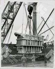 1960 Workers unloading a large transformer at East Waterway Dock in Seattle picture