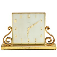 LUXOR Original Vintage Signed Brass & Crystal 8 Day Swiss Mantel Desk Clock picture