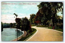 c1910 Boat Scene, Government Driveway Along Rideau Canal, Ottawa Canada Postcard picture