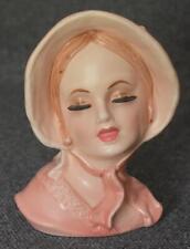 LOVELY VINTAGE TOPLINE IMPORTS LADY IN PINK LADY HEAD VASE 50/426 picture