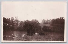 Postcard RPPC Lake with Trees and Hill Vintage picture