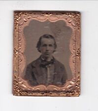 antique tintype young man boy in bow tie /  picture