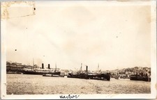 c1919 VLADIVOSTOK Siberia Russia PHOTO Snapshot "Harbor" Steamships *Back Damage picture