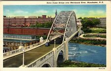 Manchester New Hampshire Notre Dame Bridge Merrimack River Antique Postcard  picture