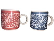 Arthur Wood Made in England 9 oz Coffee Tea Cups Mugs EUC Botanical Red Blue picture