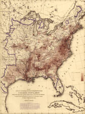 Census Map Showing Population Distribution 1870 Old Photo Print picture