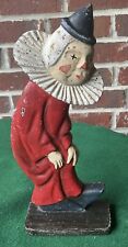 antique Hubley Clown 2-sided doorstop, painted, 10 1/2 inches tall, 5+ lbs picture