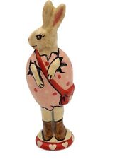 Vaillancourt Rabbit Wearing Eggshell Chalkware Folk Art Easter Holiday Figurine picture