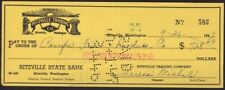 Antique Check 1940's Original Ritzville Trading Company State Bank Washington picture