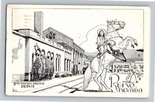 1950. RENO, NEVADA. SOUTHERN PACIFIC DEPOT. POSTCARD. RR14 picture
