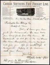 1875 Boston - Canada Southern Fast Freight Line - J W Musson Buffalo Letter Head picture