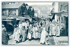 c1950's Algeria Arab Quarter Crowd One Day Walk Vintage Posted Postcard picture