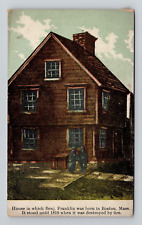 Postcard Ben Franklin Birth House Boston Massachusetts MA, Antique M6 picture