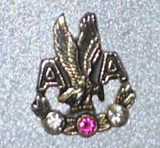 VINTAGE AMERICAN AIRLINES 25 YEAR TWO DIAMOND & RUBY TIE TACK 10KT GOLD Eagle picture