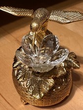 1960's Vintage Gold Hummingbird Automaton Mechanical Wind Up Music Box "Memory" picture