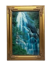 Vintage Light Up Motion Forest Moving Waterfall Gold Framed Picture 25.5 x 17.5