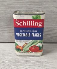 Vintage Schilling Dehydrated Vegetable Flakes Spice Tin Metal Great Graphics picture