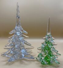 Signed FM Konstglas Ronneby Sweden Art Glass Christmas Trees picture