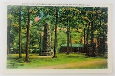 Vintage Peoria Illinois IL Glen Oak Park Settler's Monument & Log Cabin Postcard picture