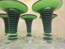 Elegant Vintage Green  Arcoroc Romer Barware Goblets Set of 5 Slick  France 🇫🇷 picture