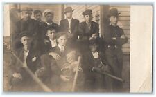 c1905 Boys Playing Baseball Group Porch RPPC Photo Unposted Antique Postcard picture