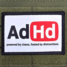 ADHD Meme Patch Moral Tactical Military Army USA Flag Hook & Loop 3x2 picture