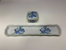 Rochard Limoges France Set - Small Square Trinket Box with Lid AND Tray/Dish picture