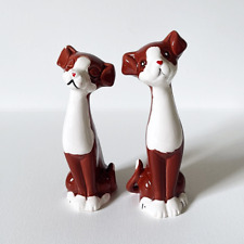 Vintage Ceramic Long Neck Dog Figurines ~ 1950s-60s ~ Mid-Century Kitsch ~ Brown picture