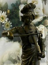 Modern Art Male Violin Fidler Player Bronze Marble Sculpture Figurine Decor Sale picture