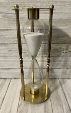 Large Vintage Hourglass Brass & Glass Sand Timer  Size 10 1/2 In Tall picture