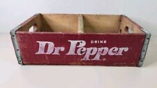 Vintage Dr Pepper Soda Pop Advertising Drink Wooden Crate Six Pack Carrier picture