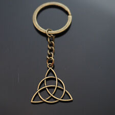 Bronze - Celtic Hollow Knot Trinity Amulet Irish Triangle Charm Keychain Gift picture