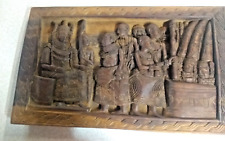 Vintage & Rare  African Tribal Relief Expertly Carved Wood Panel Storyboard picture