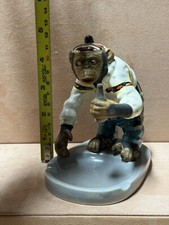 RARE - Vintage 1950’s Japan Chimpanzee Monkey w/bottle Porcelain Coin/ashtray picture