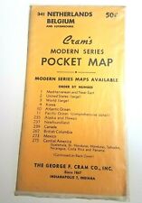Vintage 1950's Cram's Modern Series Pocket Map Netherlands Belgium NO 341 picture