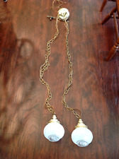 Vintage MCM 50's & 60's Double Swag Frosted Glass Light Fixtures 4ft Chains picture