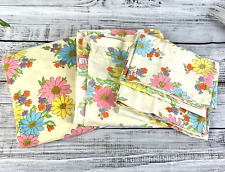 Vintage Cannon Monticello 4pc Full Size Sheet Pillowcase Set Groovy Floral 1970s picture