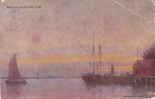 Postcard Art Waiting for the Tide Boats at Dock at Sunrise c1903 5Z picture
