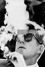 PRESIDENT JOHN F. KENNEDY JFK SMOKING CIGAR 4X6 PHOTO POSTCARD picture