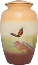 Butterfly Cremation Urn Beautifully Painted Colourful Meadow Large Burial Urn picture