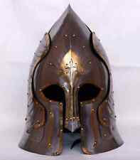 16GA Medieval Steel & Brass Real Corinthian Helmet Lord Of The Ring Helmet picture