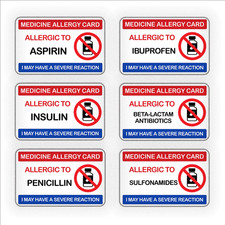 Medicine Allergy Card | PVC Medical Allergic Cards | UK SELLER picture