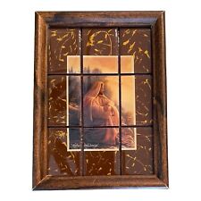 Vintage Picture Of Jesus “ Alpha & Omega “ On Small Tiles 8” Framed picture