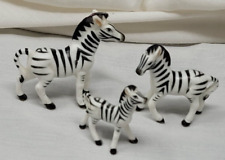 Lot Of 3 Miniature Standing Zebra Family Figurines  picture