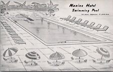 Miami Beach, Florida Postcard MAXINE HOTEL Swimming Pool, Artist's View c1950s picture