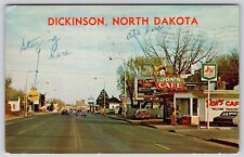 Dickinson North Dakota Street View Old Cars Dons Cafe Motel Vintage UNP Postcard picture