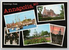 Greetings from Annapolis MD Maryland Multiview Stamp Themed Continental Postcard picture