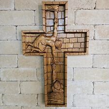 Handcrafted Carved Pine Wood Helping Hands Cross For Christian  Home Decoration picture