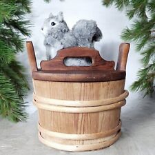 Vintage Scandinavian Rustic Wooden Butter Bucket, Made in Finland picture